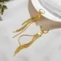 Tassel Dangle Earrings 18k Gold Plated Long Metal Chain Drop Earrings Minimalist Huggie Hoop Fringe Earrings For Women Girls Kids Dainty Hypoallergenic Earrings Christmas Thanksgiving Day Gifts