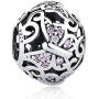 EvesCity Bolenvi 925 Sterling Silver Pink Crystal Filigree Butterfly Ball Charms Beads Pendants for Charm Bracelets & Necklace - Best Gift for Her