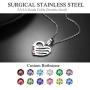 U7 Custom Name Necklace Heart Pendant with 1-5 Names and Birthstone 925 Sterling Silver 18K Gold Plated Personalized Name Plate Birth Stone Necklaces BFF Family Necklace