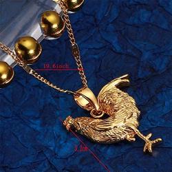 24k Gold Plated Animal Rooster Chicken Pendant Necklace Jewelry