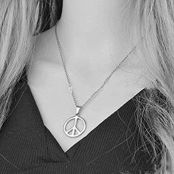 Eiffy Stainless Steel Round Anti-War Peace Sign Symbol Pendant Necklace Earrings Bracelet for Women Men Jewelry