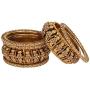 Efulgenz Boho Vintage Antique Gypsy Tribal Indian Oxidized Gold Plated Pearl Crystal Bracelets Bangle Set (6 Pc)