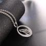 U7 Wolf Necklace with Adjustable Spiga Chain Stainless Steel Round Hollow Pendant