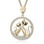Ouran Necklace for Women,Cute Cat Pendant Necklace with CZ Crystal Girl Long Chain Necklace Rhinestone Necklace