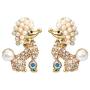 Navachi 18k Gold Plated Crystal Pearl Dog Poodle Stud Earrings