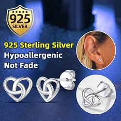 FaithHeart Irish Jewelry Celtic Knot Stud Earrings for Women Teen Girls Sterling Silver Charms Heart/Triangle/Star Accessories