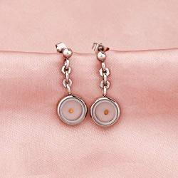 Zuo Bao Mustard Seed Earrings Real Mustard Seed Round Pendant Earrings Religious Jewelry for Baptism Confirmation