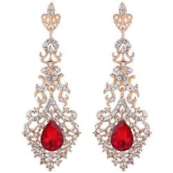 BriLove Womens Wedding Bridal Crystal Hollow Teardrop Chandelier Dangle Earrings