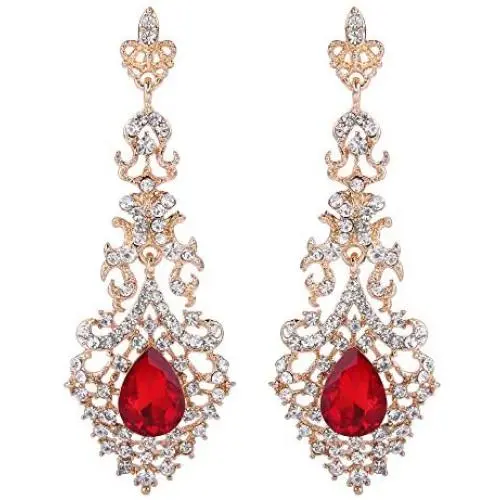 BriLove Womens Wedding Bridal Crystal Hollow Teardrop Chandelier Dangle Earrings BriLove Womens Wedding Bridal Crystal Hollow Teardrop Chandelier Dangle Earrings