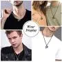 U7 Egyptian Necklace Men Women African Jewelry Stainless Steel Vintage Pharaoh/Ankh Cross Anubis/Eye of Horus Pendant Necklaces with 22 Inch Rope Chain