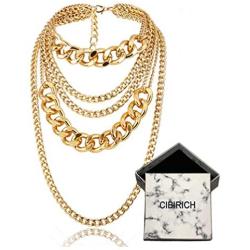 CIBIRICH Chunky Necklaces for women Punk Chain Gold Statement Collar Necklace