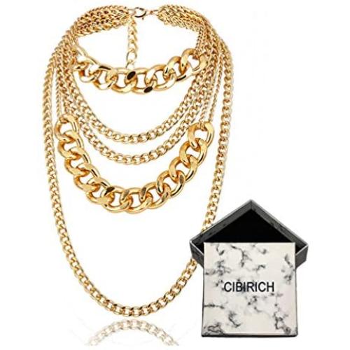 CIBIRICH Chunky Necklaces for women Punk Chain Gold Statement Collar Necklace