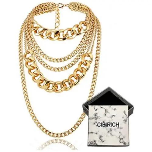 CIBIRICH Chunky Necklaces for women Punk Chain Gold Statement Collar Necklace CIBIRICH Chunky Necklaces for women Punk Chain Gold Statement Collar Necklace
