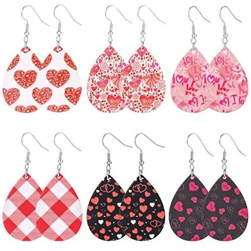 Acrylic Earrings for Women Girls, MTSCE Heart Pattern Lightweight Teardrop Dangle Earrings, Thanksgiving Earrings Set Mothers Day Gift