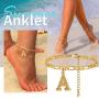 ChainsHouse Ankle Bracelets for Women Initial Anklet, 4.5MM 18K Gold Figaro Cuban Link Anklet Bracelet, Custom Name Gold Anklet with Initials, 22-27CM Adjustable, Send Gift Box
