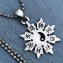 Throwing Star Yin Yang Jewelry Shaolin Shuriken Kung-Fu Chinese Ninja Ninjitsu Shinto Pewter Mens Pendant Necklace Wealth Money Lucky Charm Protection Amulet Medallion Choker W Silver Ball Chain
