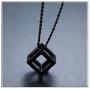 Xusamss Fashion Titanium Steel Hollow Cubic Pendant Necklace,22'' Link Chain