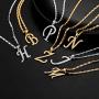 U7 Alphabet Initial Jewelry Women Girls Necklace with Letter A to Z Stainless Steel / 18K Gold Plated CZ Crystal or Statement Sideways Initials Choker Pendant Necklace, Gift Box Packed