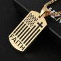 HZMAN American Flag Patriotic Cross Dog Tag Religious Faith Jewelry Pendant Necklace