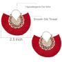Tassel Hoop Earring, Statement Thread Dangle Earrings Stylish Long Fringe Drop Earrings Lightweight Long Swingy French Hook Earrings for Women Girls