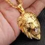 Jewelry Kingdom 1 Gold Lion Necklace Pendant for Men Women 18K Plated CZ Diamond with 24'' Stainless Steel Rope Chain (Medium Head Size) Jewelry Kingdom 1 Gold Lion Necklace Pendant for Men Women 18K Plated CZ Diamond with 24'' Stainless Steel Rope Chain (Medium Head Size)