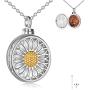HUKKUN 925 Sterling Silver Cremation Jewelry for Ashes Sunflower Urn Necklaces for Women Urn Necklace for Pet Ashes