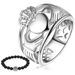 Gungneer Stainless Steel Irish Claddagh Ring Friend Love Wedding Celtic Jewelry Accessories Men Women