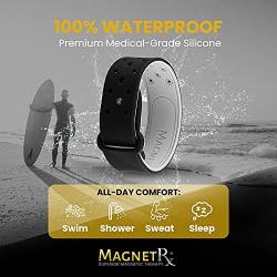 MagnetRX® Ultra Strength Sports Magnetic Bracelet - Waterproof Silicone Bracelet for Pain Relief, Circulation, Energy & Balance - Wide Magnetic Therapy Bracelet for Men & Women (Black | Standard Size)