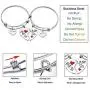 lauhonmin Sister Bangle Bracelets for Big Sister Little Sister Heart Charms Double Pendant Pack of 2