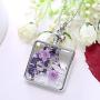 YAZILIND Platinum Plated DIY Dried Flower Square Lockets Pendant Necklace Birthday Gift