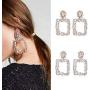 Boho Statement Earrings New Designs Square Crystal Fashion with Dangling Rhinestone Costume Geometric Colorful Jewelry Drop Dangle Stud Earring Shine Jewelry for Women Girls