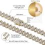 JINAO Hip Hop 14mm 6 Times Heavy 14K Gold Plated Miami Cuban Link Chain Choker for Men Full Iced out Prong Setting Bling CZ Rapper Necklace