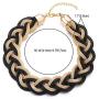 COOLSTEELANDBEYOND Gold Black Statement Necklace, Braided Hollow Cable Large Bib Choker Collar, Dress Prom