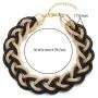 COOLSTEELANDBEYOND Gold Black Statement Necklace, Braided Hollow Cable Large Bib Choker Collar, Dress Prom