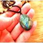 Tebapi Labradorite Pendant Necklace for Women, Natural Semi Precious Pendant with Braided Necklace for Women Men