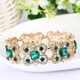 EVER FAITH Austrian Crystal Art Deco Butterfly Bridal Elastic Stretch Bracelet Gold-Tone