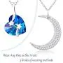 Mothers Day Necklace for Women Birthday Gifts I Love You to the Moon and Back Necklace September Blue sapphire Birthstone Jewelry Heart Moon Pendant