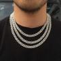 PY BLING 8mm Mens Iced Out Hip Hop Miami Cuban Link Chain Choker 14K/18K Gold White Gold Plated CZ Necklace/Bracelet 8.5''-24''