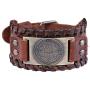 VASSAGO Gothic Pagan The Sigil of Archangel Uriel Seal of Solomon Amulet Metal Connector Brown Leather Bracelet
