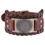 VASSAGO Gothic Pagan The Sigil of Archangel Uriel Seal of Solomon Amulet Metal Connector Brown Leather Bracelet