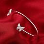 Greendou Fashion Jewelry 925 Sterling Silver Plated Double Butterflies Open Cuff Bangle Bracelet for Women and Girls