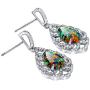 Peora Created Black Opal Dangle Earrings in Sterling Silver, Vintage Teardrop Design, Pear Shape, 12x8mm, 4.00 Carats total, Friction Backs