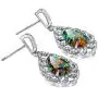 Peora Created Black Opal Dangle Earrings in Sterling Silver, Vintage Teardrop Design, Pear Shape, 12x8mm, 4.00 Carats total, Friction Backs Peora Created Black Opal Dangle Earrings in Sterling Silver, Vintage Teardrop Design, Pear Shape, 12x8mm, 4.00 Carats total, Friction Backs