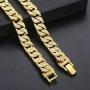 HUAMING 13mm Mens Iced Out Chain Necklace Hip Hop Gold Tone CZ Miami Cuban Link Chain Choker Necklace 18-26inchs