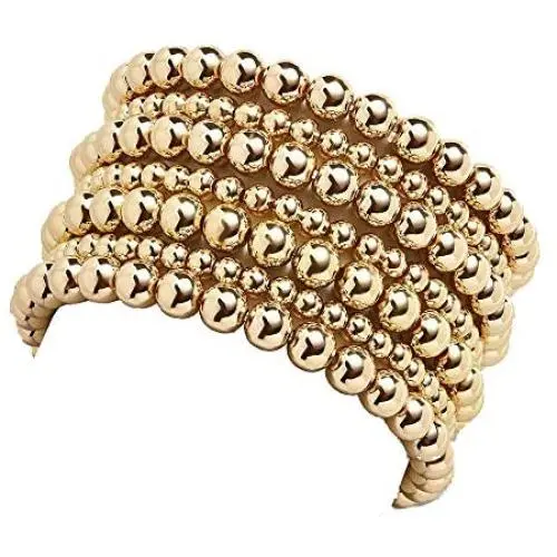 7Pcs Multi Layer Brass Bead Ball Stretch Bracelet 4MM-8MM Gold Beaded Stretchable Bracelets Bead Ball Elastic Bracelet Stackable Flat Bangle Set Simple Delecate Jewelry for Women Girl 7Pcs Multi Layer Brass Bead Ball Stretch Bracelet 4MM-8MM Gold Beaded Stretchable Bracelets Bead Ball Elastic Bracelet Stackable Flat Bangle Set Simple Delecate Jewelry for Women Girl