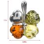 Sterling Silver Multicolor Amber Clover Leaf Earrings Pendant Set Chain 18 Inches