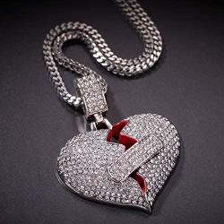Moca Jewelry Broken Heart Chain Band Aid Design Creative Pendant 18K Gold Plated Necklace for Men Women