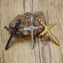 Stainless Steel Nail Cross Pendant Necklace，Mens Punk Jesus Faith Necklace Polished Gold Silver Black 24 Inch