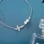 Adflyco Boho Cross Bracelet Silver Pearl Bracelet Hand Chain Jewelry for Women and Girls