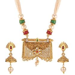 Efulgenz Indian Bollywood Traditional Gold Plated Crystal Faux Kundan Pearl Wedding Choker Necklace Earrings Jewelry Set